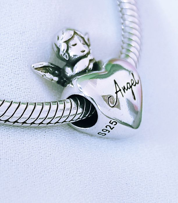 Serce z aniołem napis angel Charm's modułowy