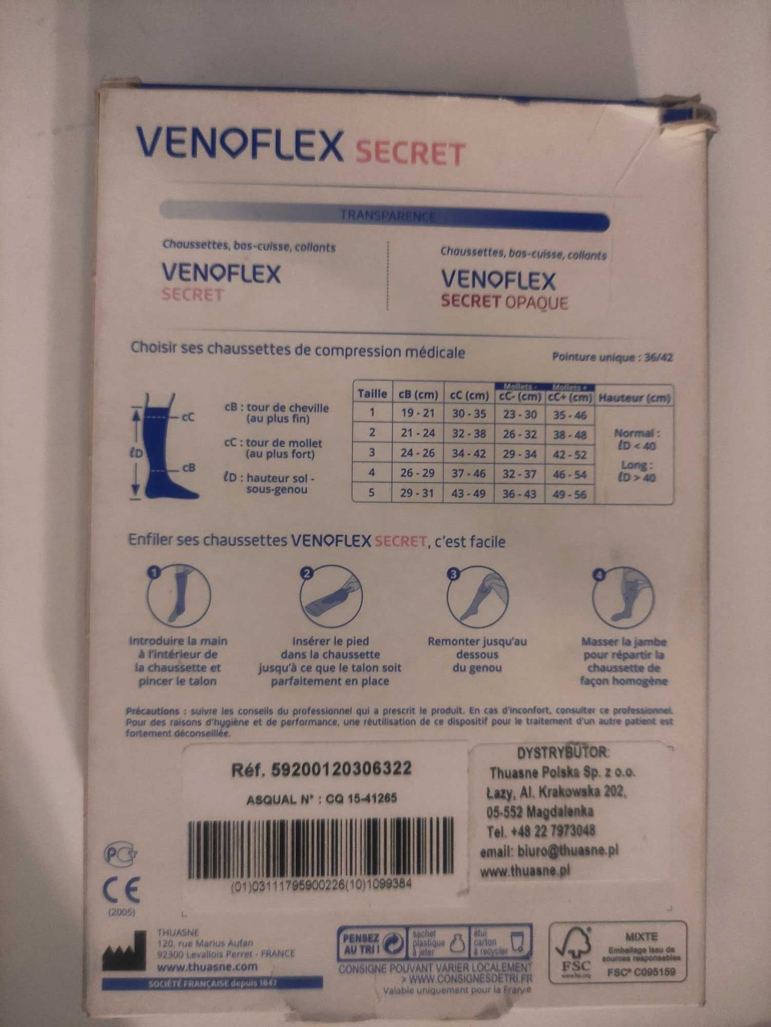 Podkolanówki przeciżylakowe 1 st 3N kompresji Venoflex thuasne