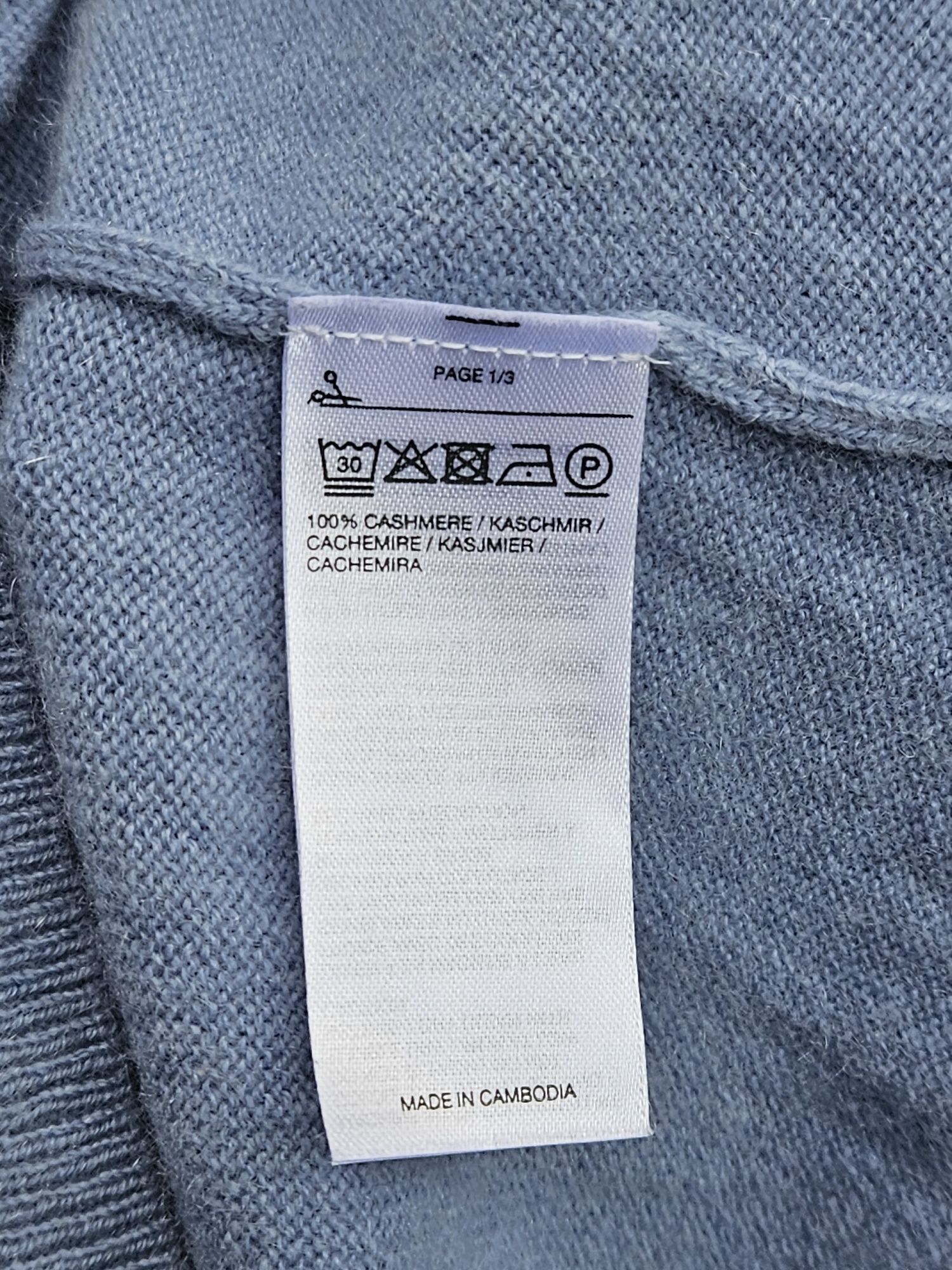 Kaszmir 100% L 42 kardigan sweter niebieski błękitny