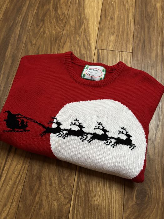 Świąteczny sweter m uniwersalny biało czerwony