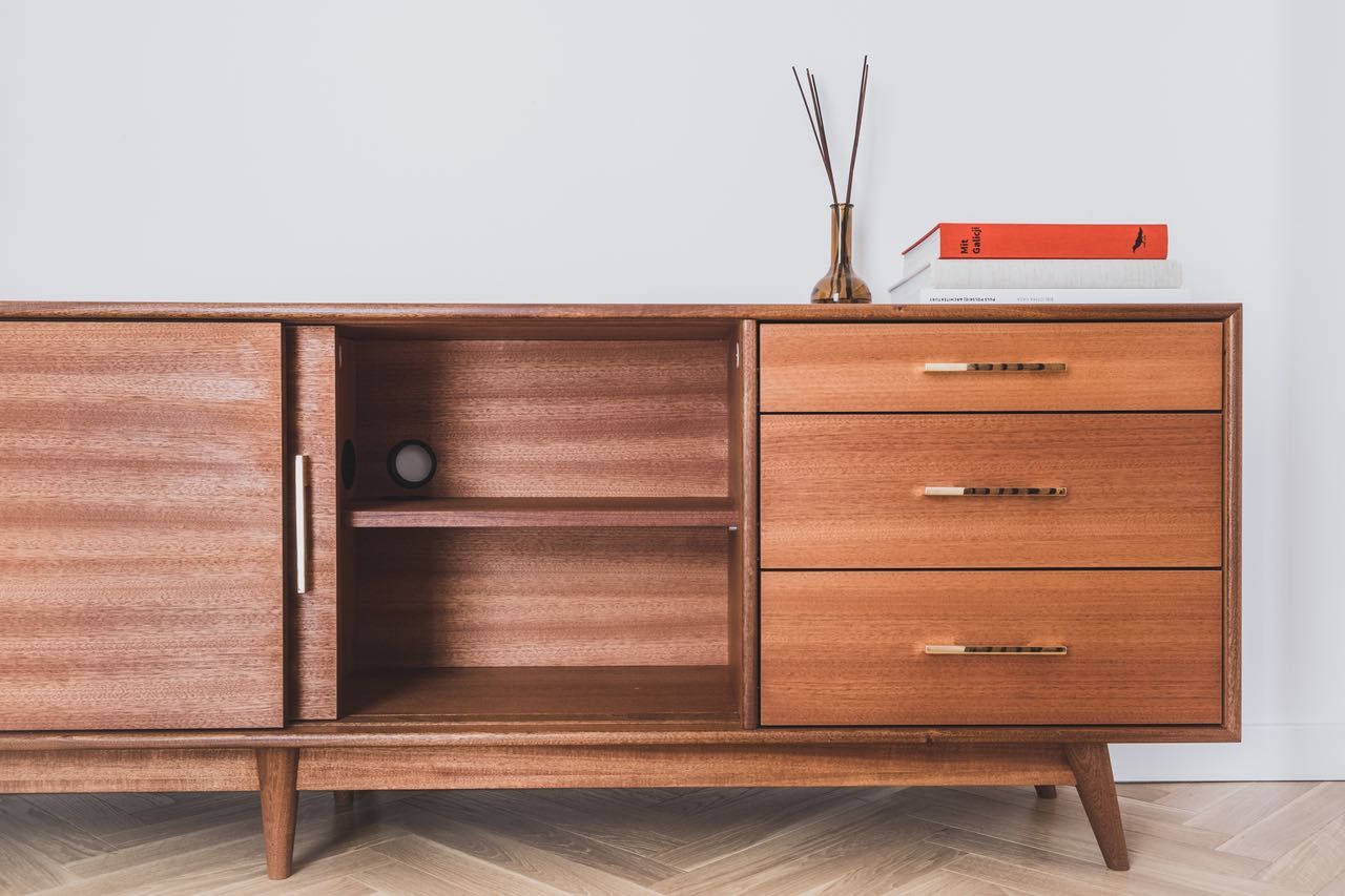 Sideboard Nåde MAHOŃ szafka rtv komoda mid-century modern duński styl