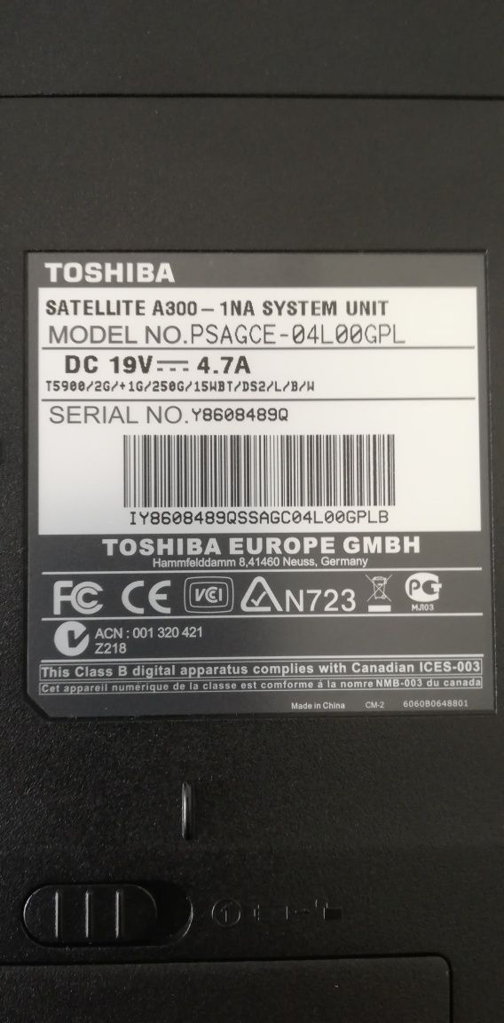 Toshiba a300 oryginalny wentylator