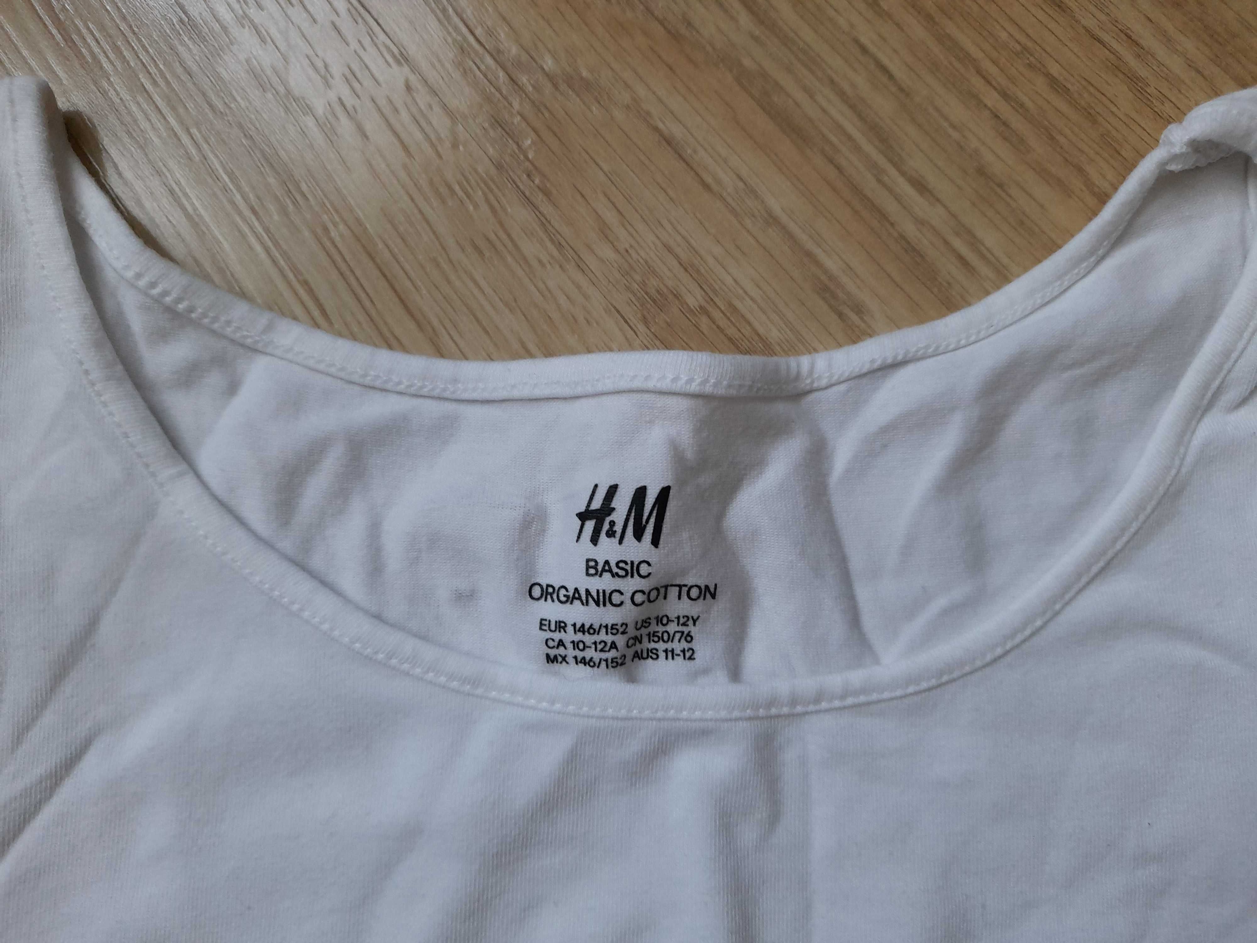 T-shirt dziewczęcy bawełniany  biały na ramiączka H&M roz. 146/152 cm