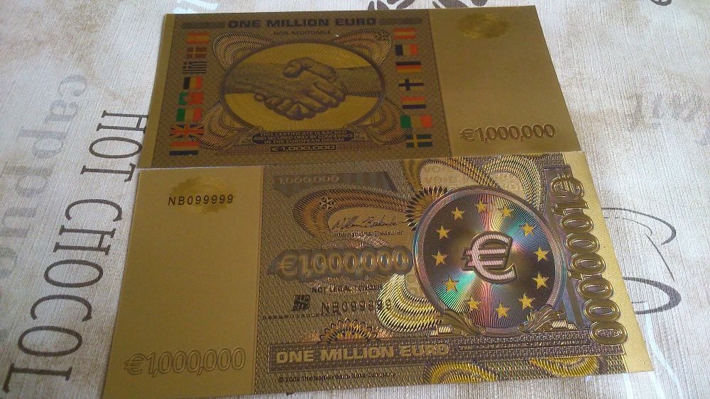 Milion Euro - banknot złocony, piękny! Taniej.