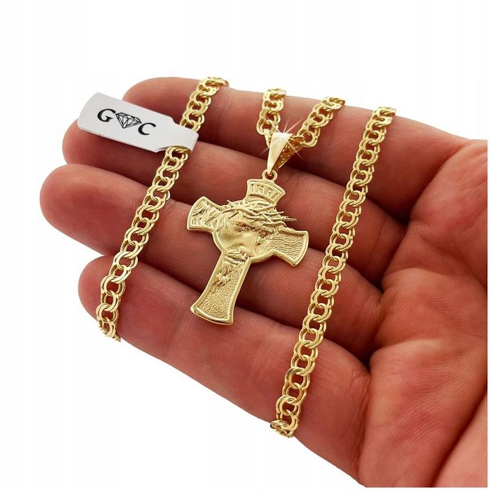 Męski Złoty Naszyjnik Z Krzyżem 925 Dla Niego Faceta Chłopaka Syna 55