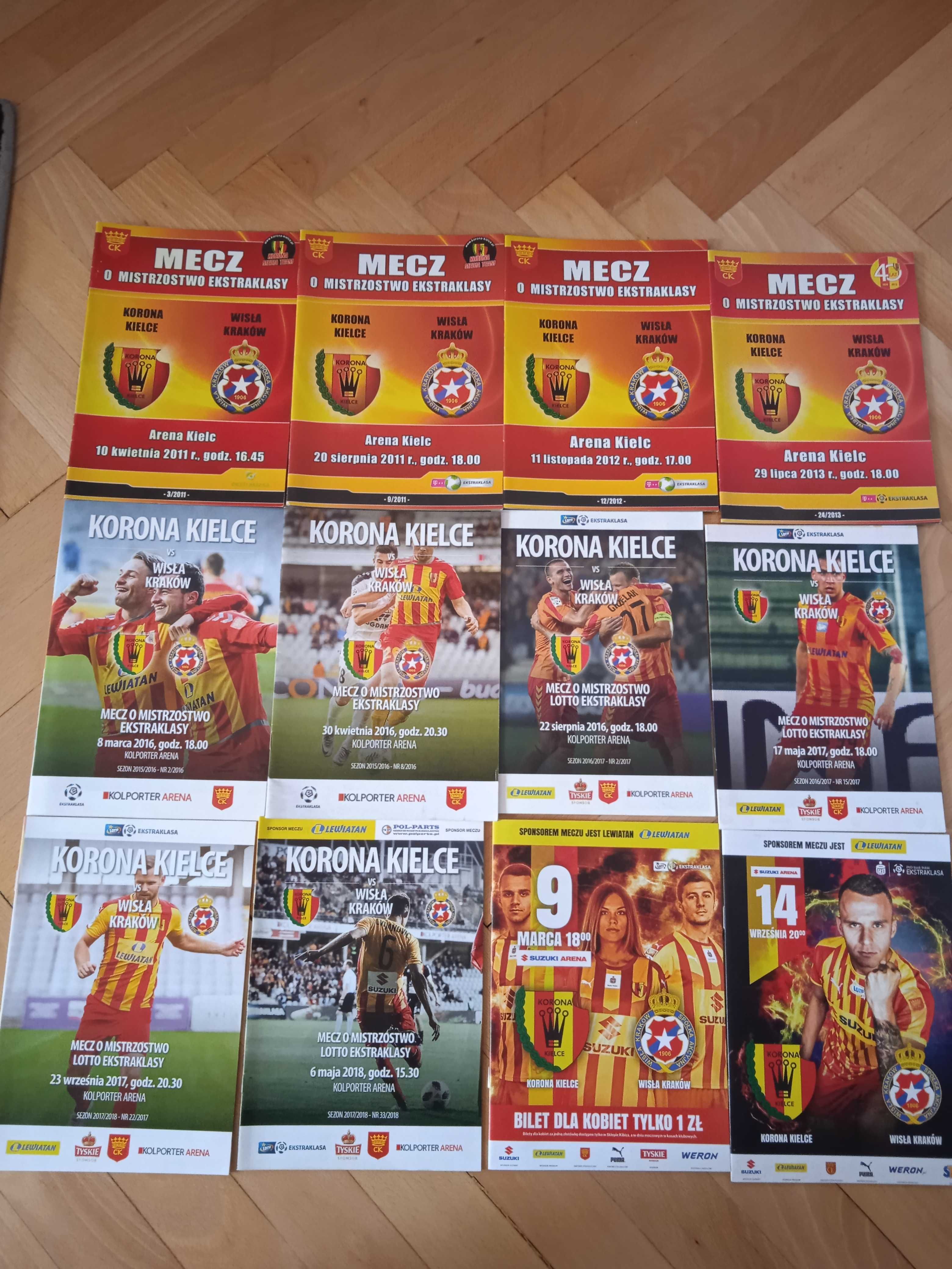 programy meczowe Korona Kielce -Wisła Kraków ,zestaw 12 różnych