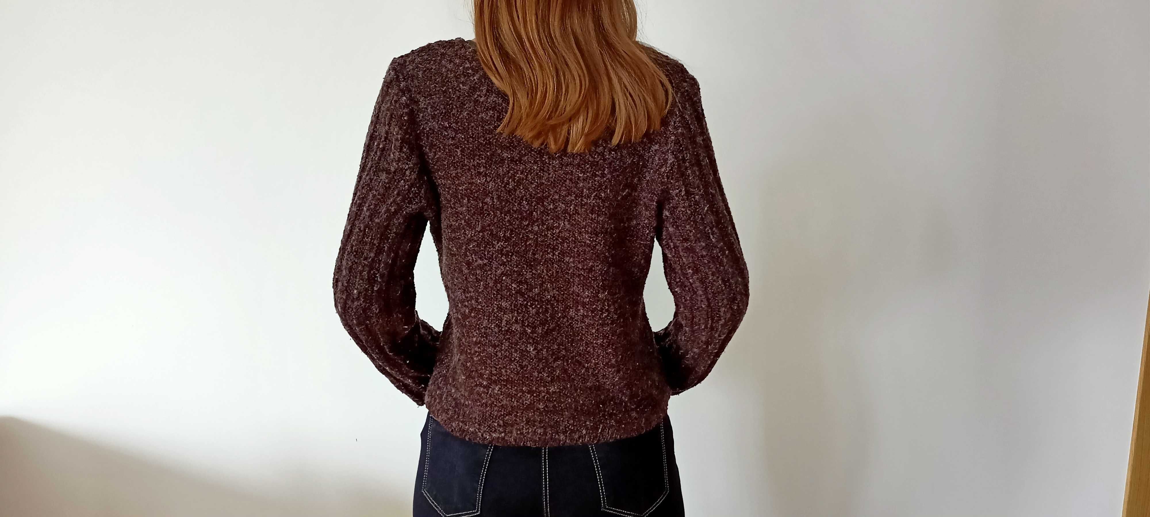 M ciepły sweter brązowy krótki szeroki Ancora