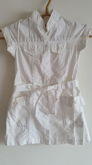 Sukienka z paskiem na lato 98 biała