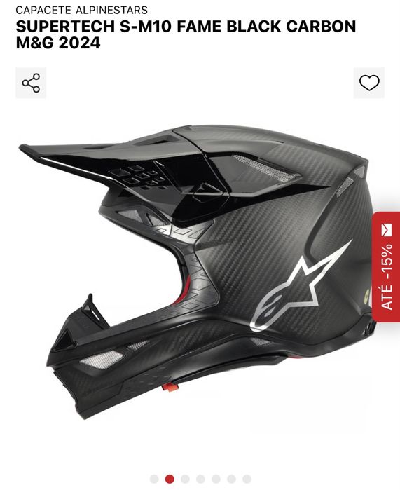 Conjunto Óculos+Capacete Alpinestars Supertech S-M10 Fame Black Carbon