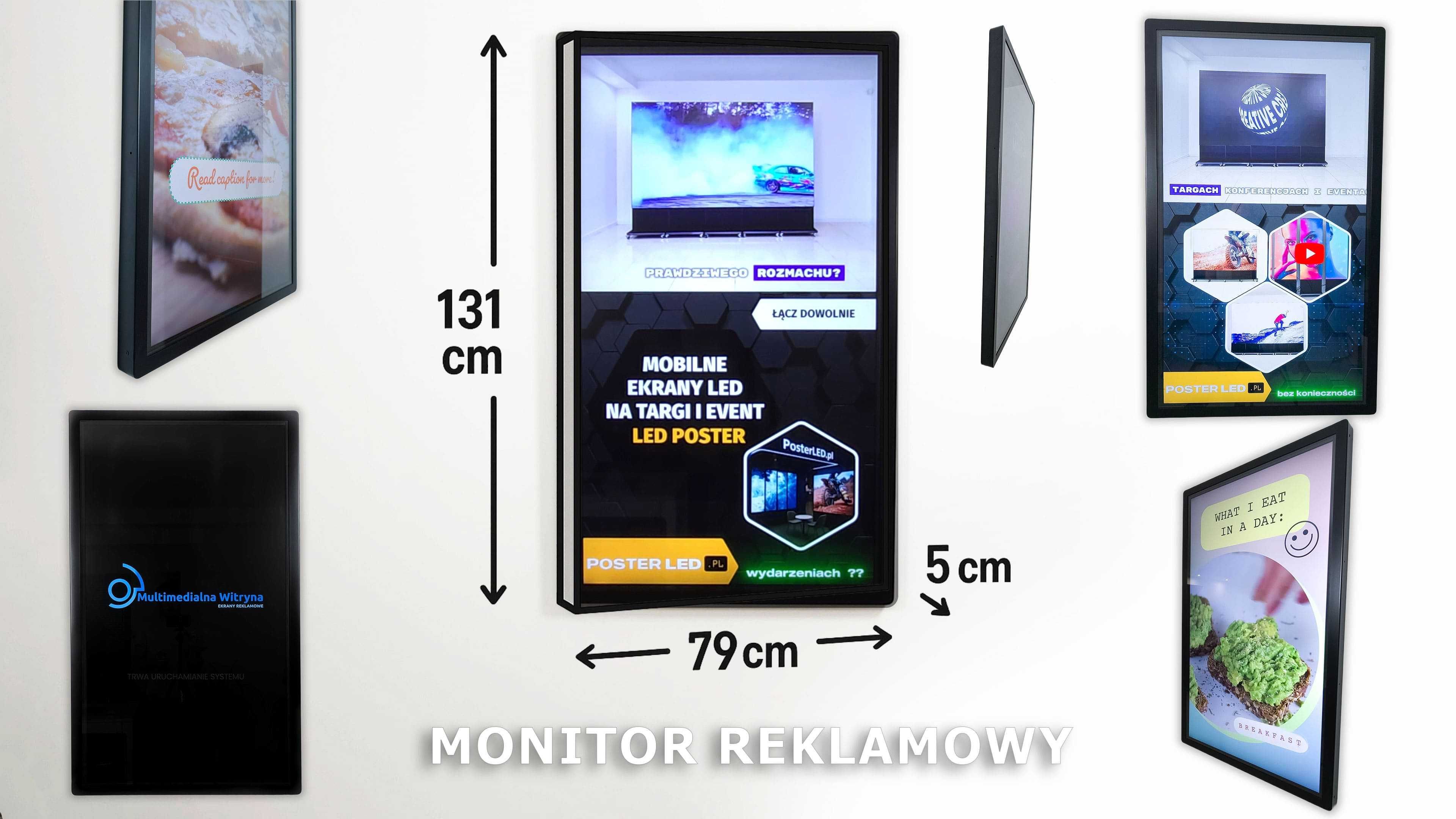 Monitor reklamowy do lokalu w obudowie ze szkłem hartowanym + Montaż