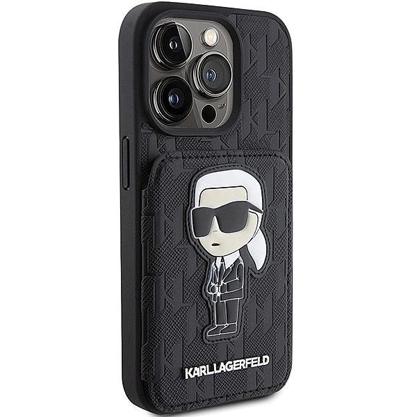 Etui Karl Lagerfeld Saffiano Cardslots and Stand Monogram Ikonik Patch