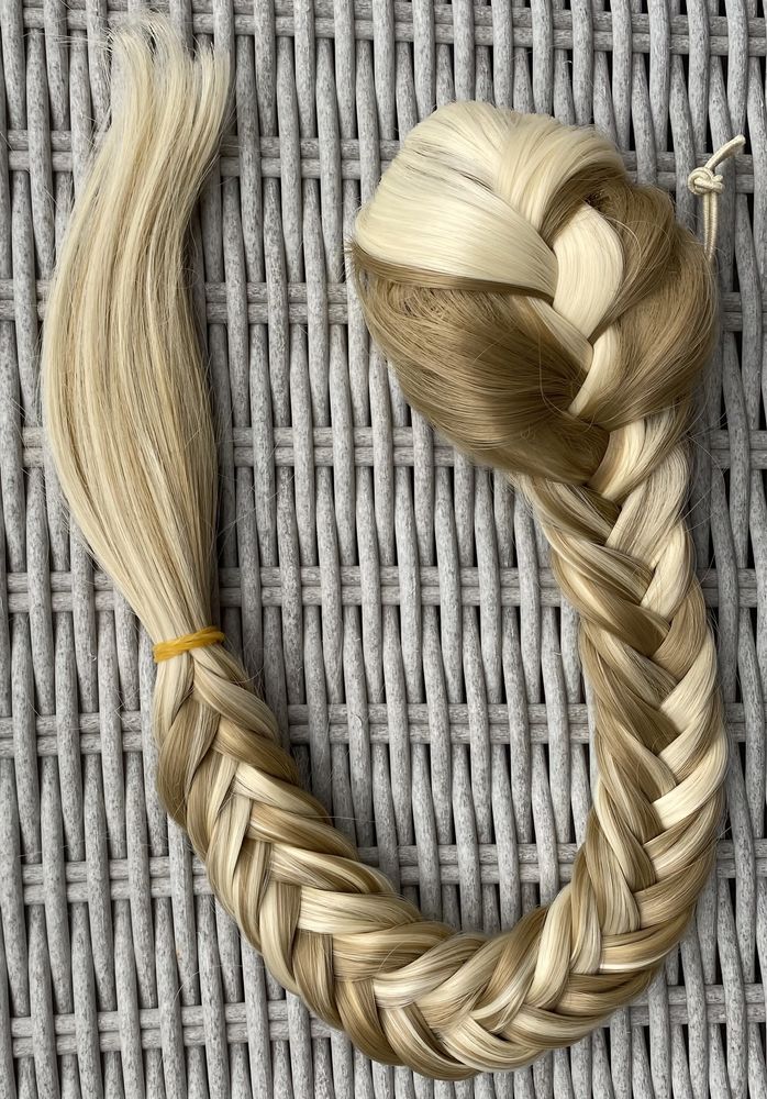 Premium Ultra włosy doczepiane, blond pasemka, długi warkocz ( 472 )