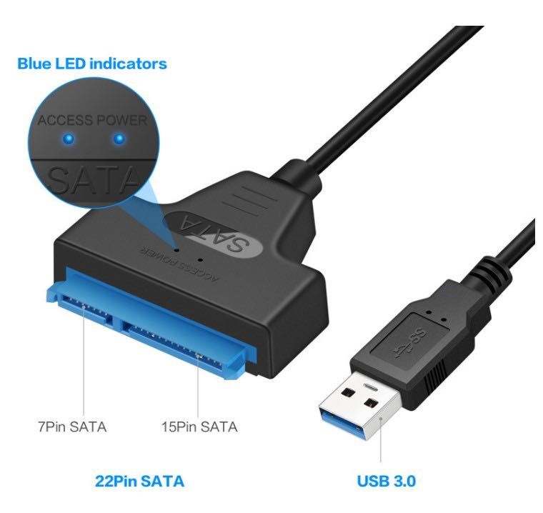 K44 Cabo Adaptador Disco Externo SSD HDD SATA USB 3.0 – 2.5″ SATA III