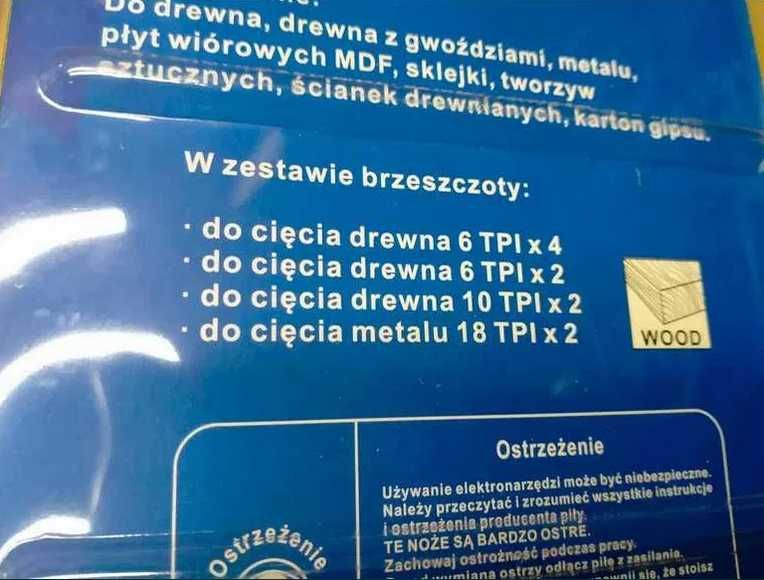 Brzeszczoty uniwersalne do pił szablastych.