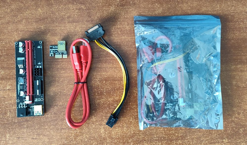 Райзер PCI-E 1x to 16x PCE 164P-N08 ver 009S 60см sata, molex, 6 pin
