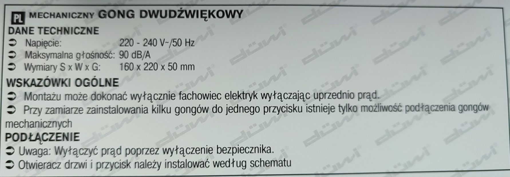 Dzwonek gong dwutonowy.   0620