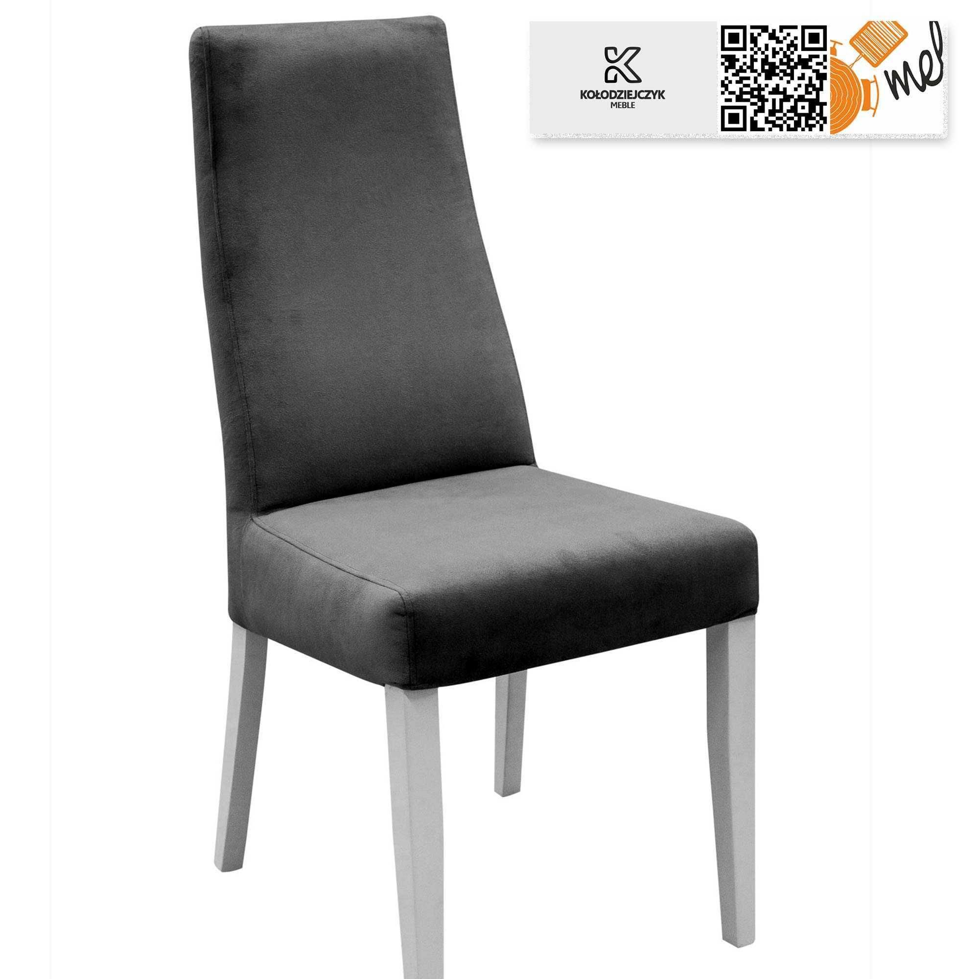 Piękne Szare Krzesło K110 Tapicerowane z Białymi Nogami