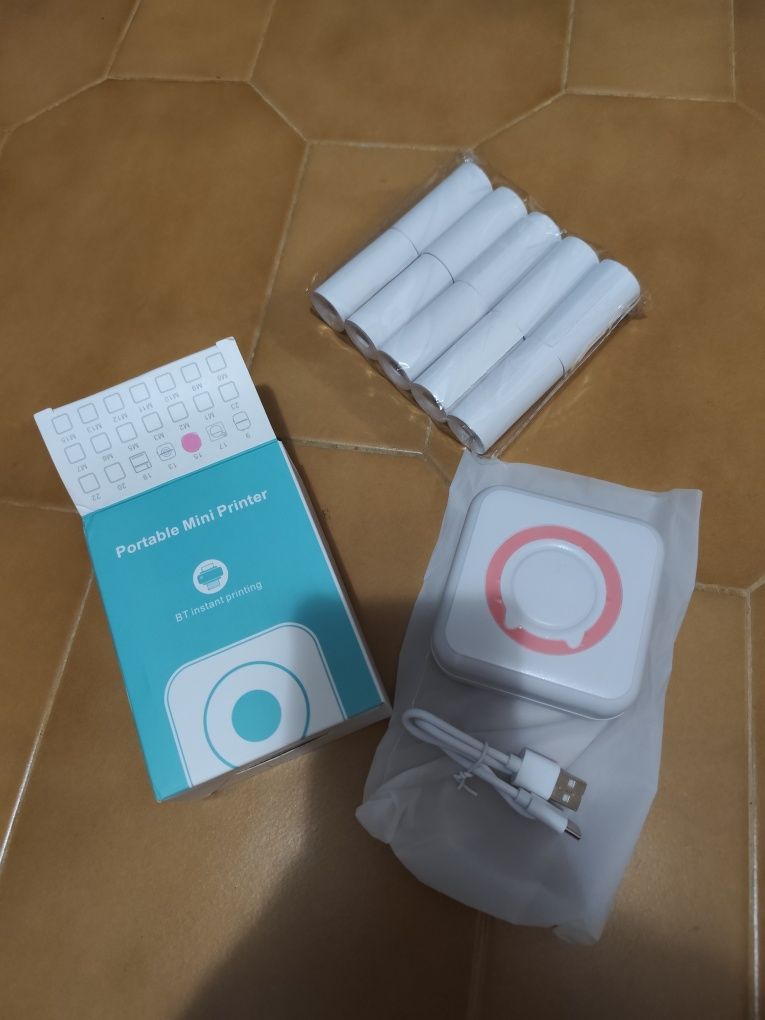 Mini impressora térmica+10 rolos