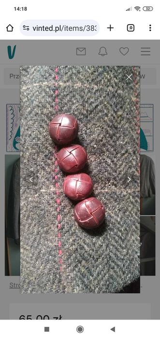 Wełniana marynarka w zieloną kratę w rozm 54 idealny stan