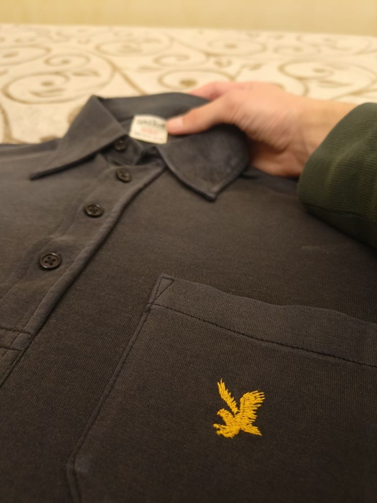 Lyle and scott лонгслів кофта з коміром сіра лайл скот