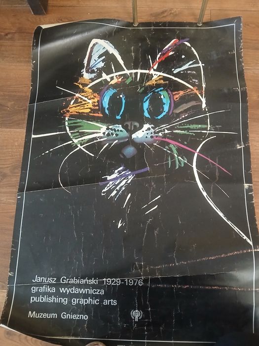 Plakat PRL Janusz Grabiański „Kot” Muzeum Gniezno 1979 – oryginał, rza