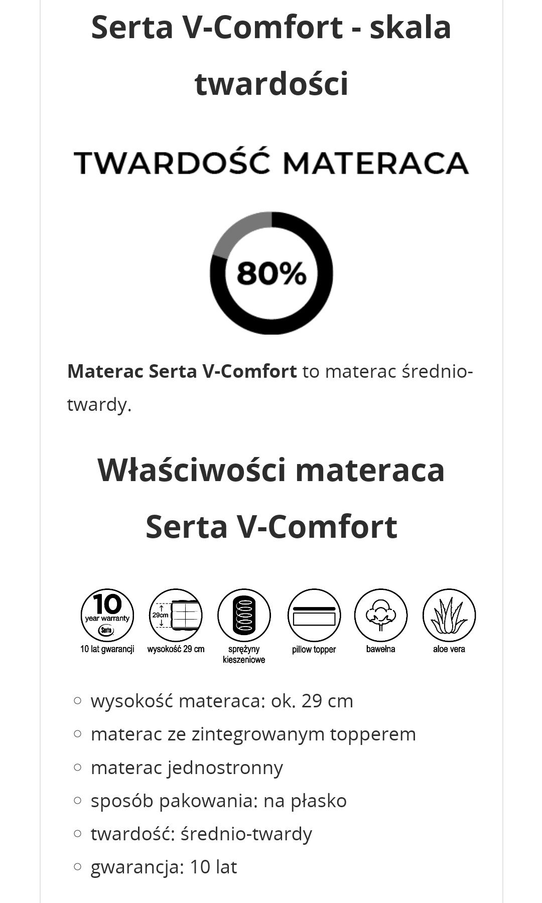 Ekskluzywny materac V-Comfort Serta