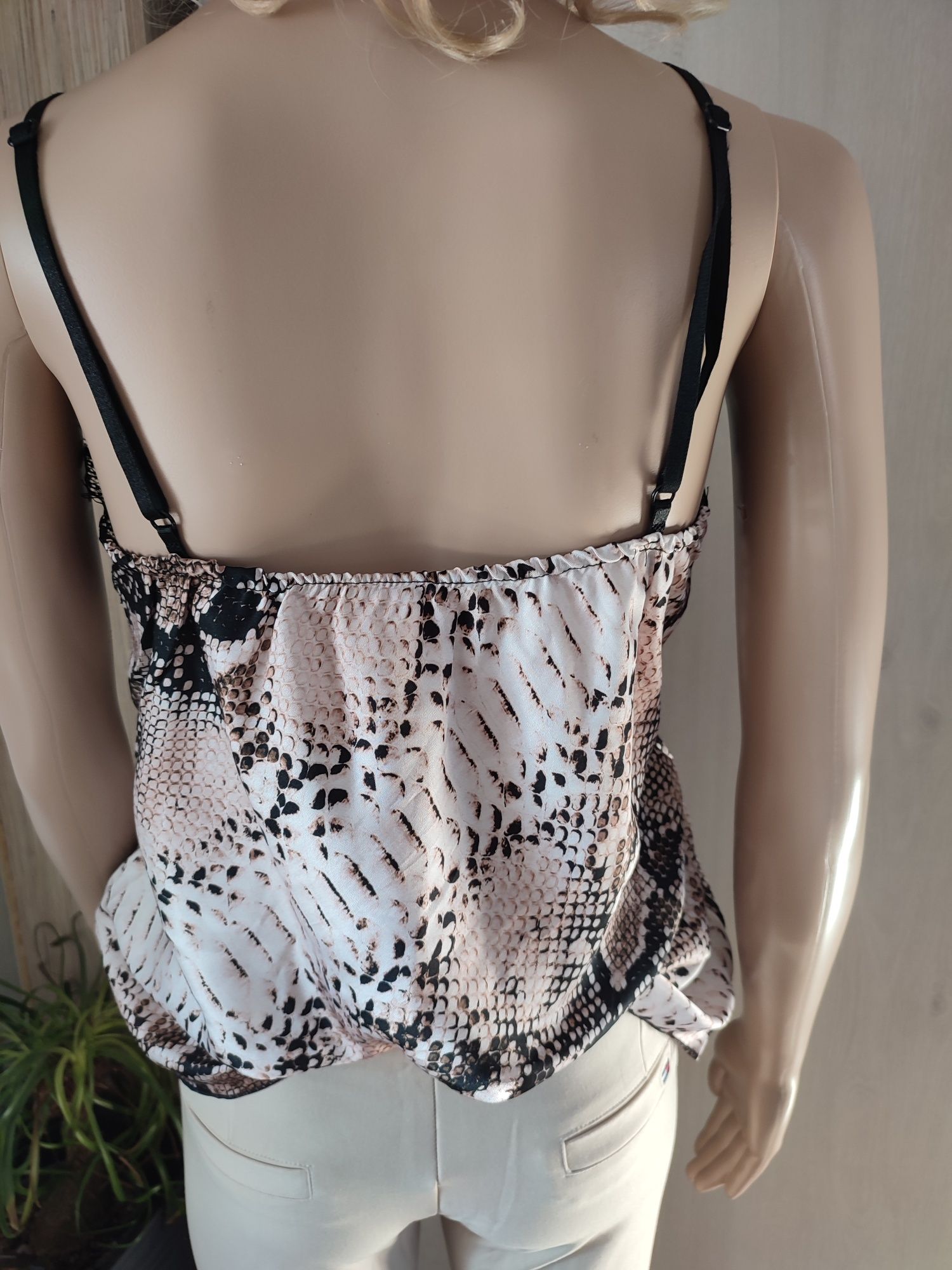 Top damski , Made in Italy roz uniwersalny, wężowy print brązowo-czarn