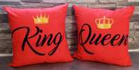 NOWE - 2 sztuki - poduszki dekoracyjne dla par -  KING/QUEEN -