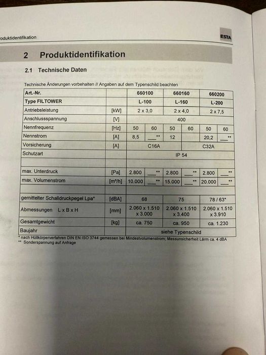 Odciąg mgły olejowej z hali, wieża wentylacyjna ESTA Filtower L-160
