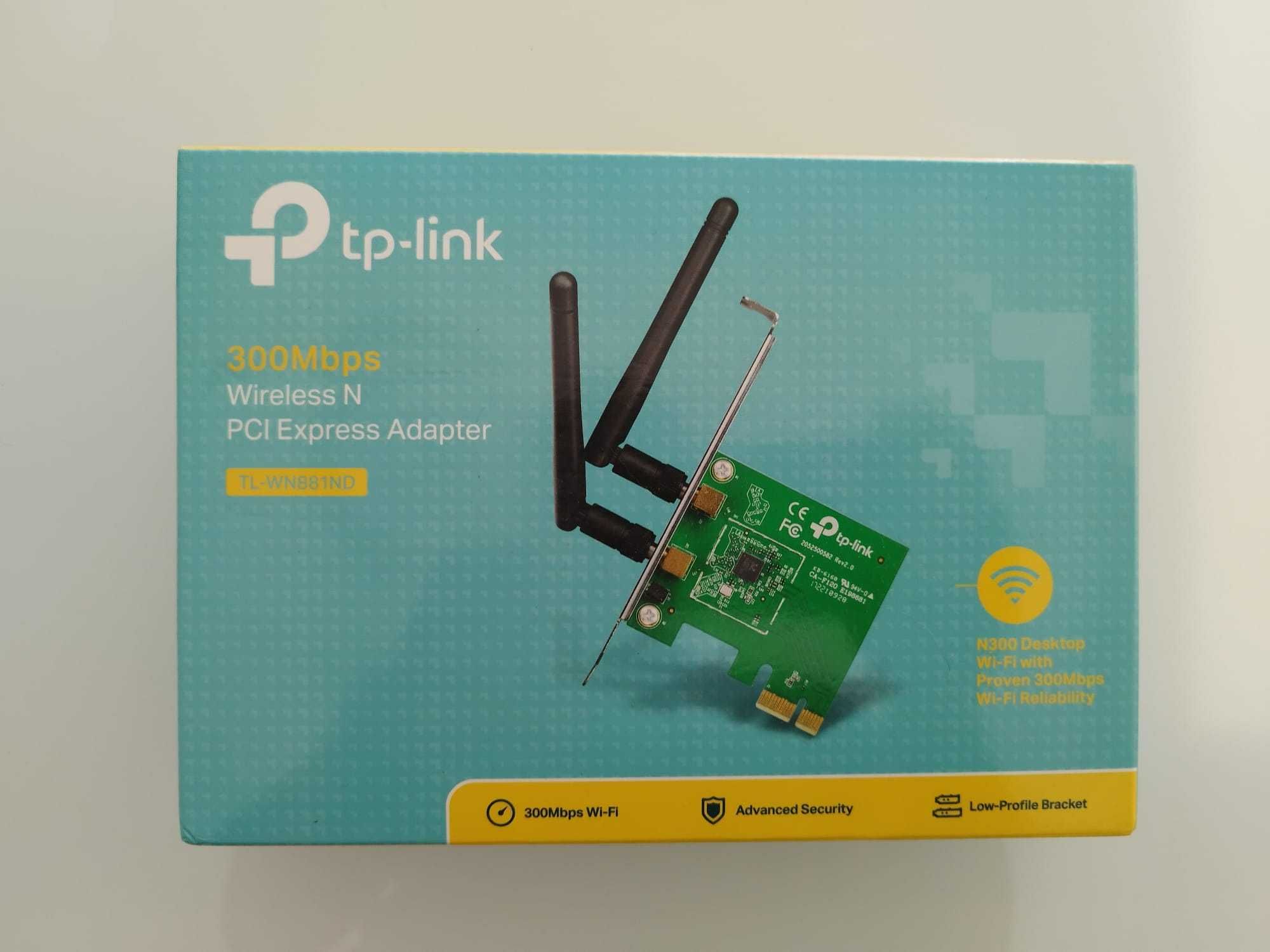 Placa de Rede PCI Wireless N 300Mbps - TP-Link TL-WN881ND