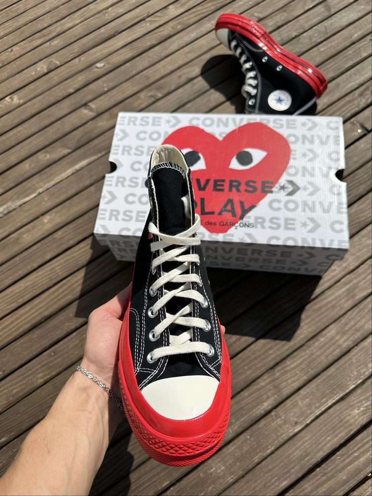 Оригінальні кеди Converse x Comme Des Garçons Play Chuck 70 Black Red