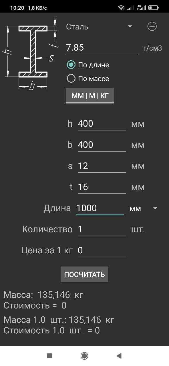 Колонный Двутавр 40 Двутавровая Балка 40х40 для Колонн Высота 400 мм