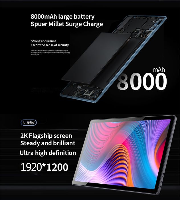 Планшет 10" дюймов BDF P60  8/256гб 2к Экран Android 12 8 ядер