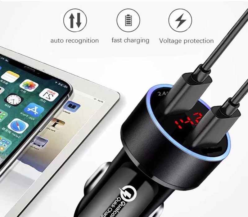 Ładowarka samochodowa 2xUSB 2.4A + 1.5A
