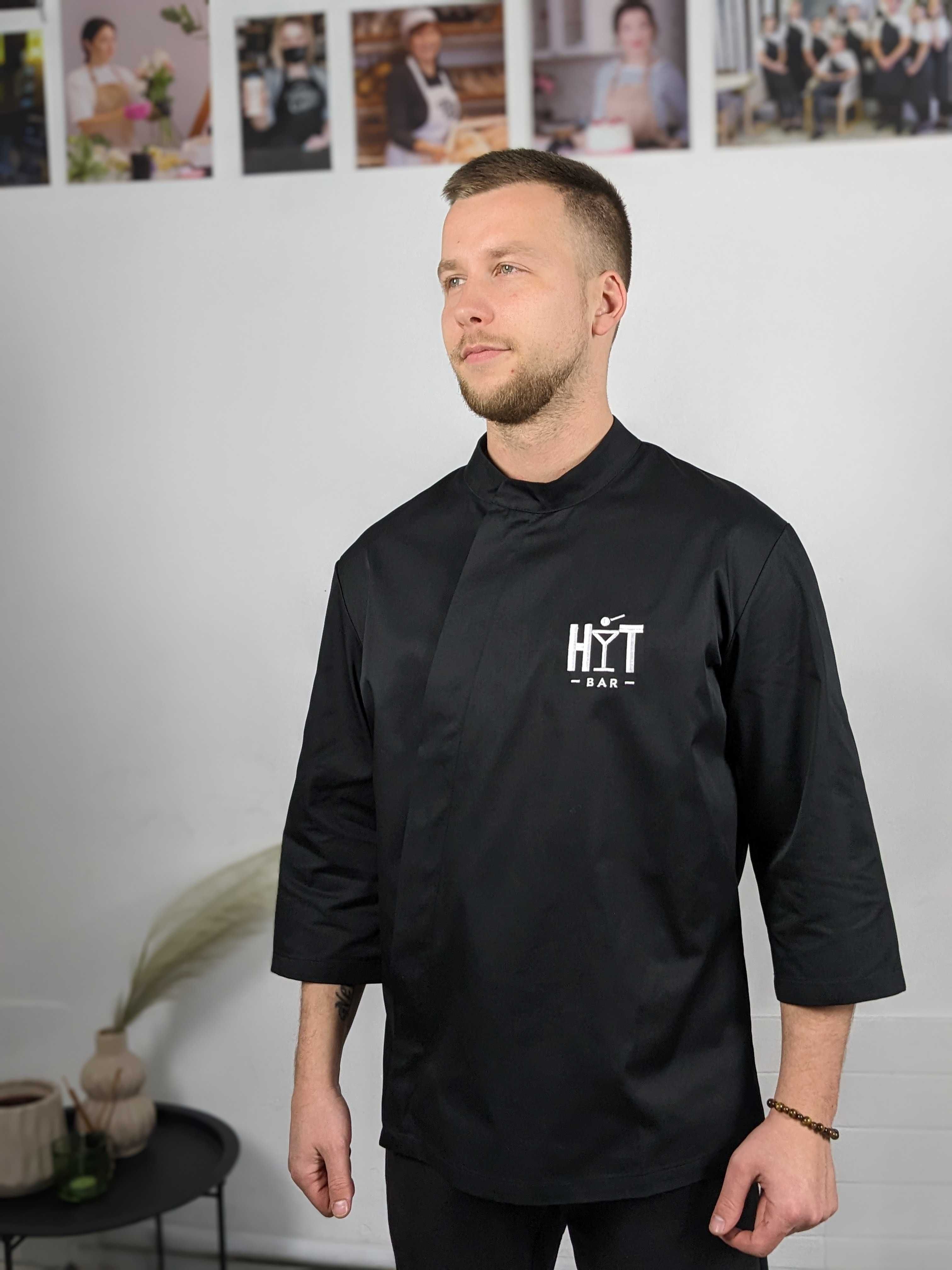 Кітель кухаря чоловічий Чорний Vsetex Hobart 160 Китель на кухню