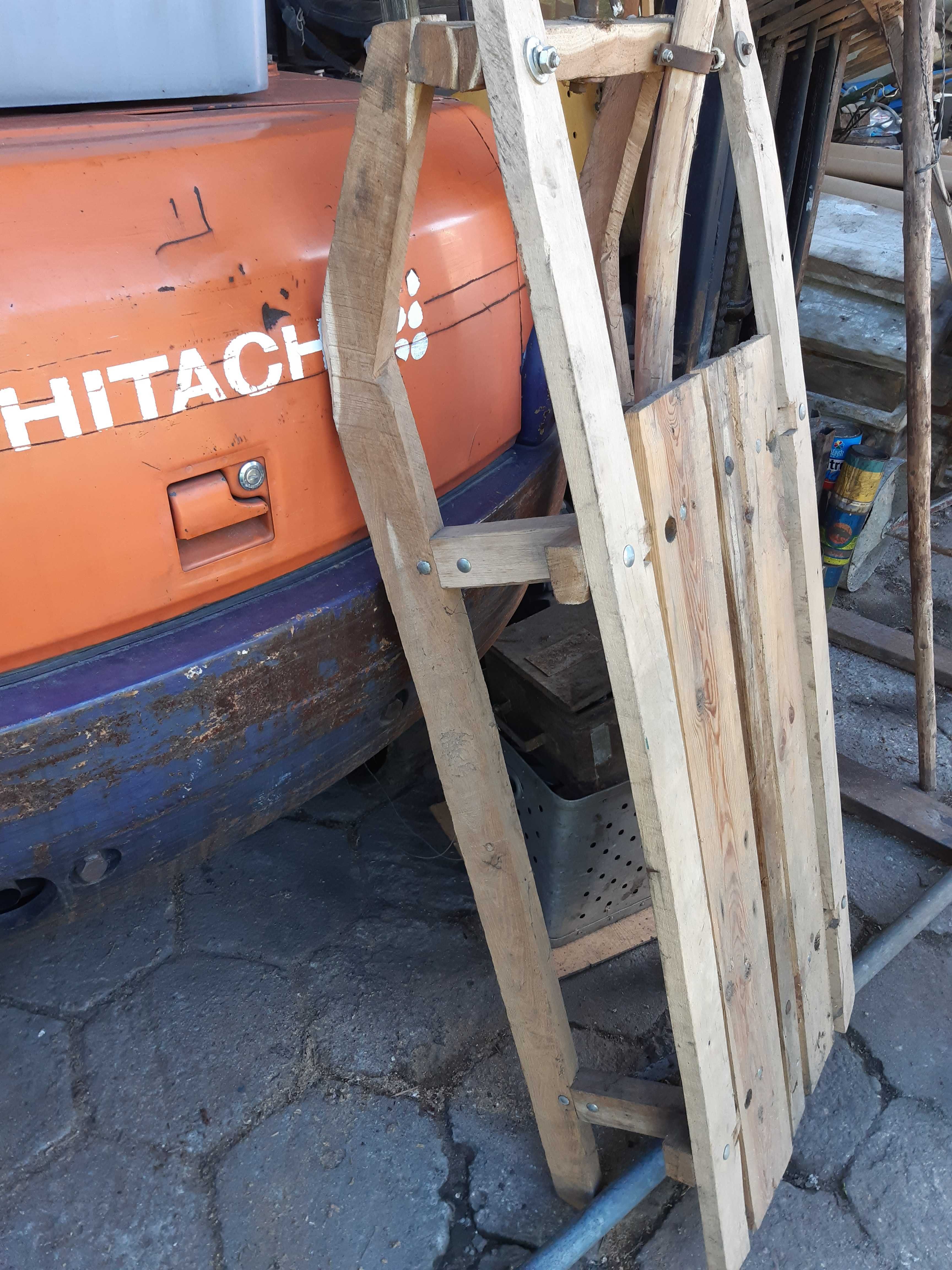 Duże drewniane sanki do kuligu 150cm długie, siedzisko 110cm
