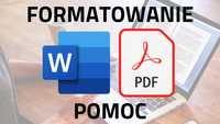 Pomoc Word. Przerabianie PDF. Formatowanie. Zadania. Konsultacje