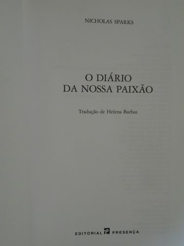 O Diário da Nossa Paixão de Nicholas Sparks