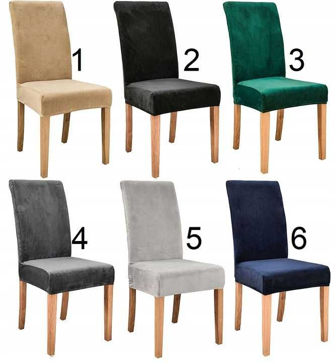 Pokrowce na krzesła 6 sztuk welurowe rozciągliwe 6 kolorów