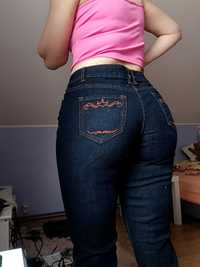 Spodnie M vintage dzwony ciemny jeans