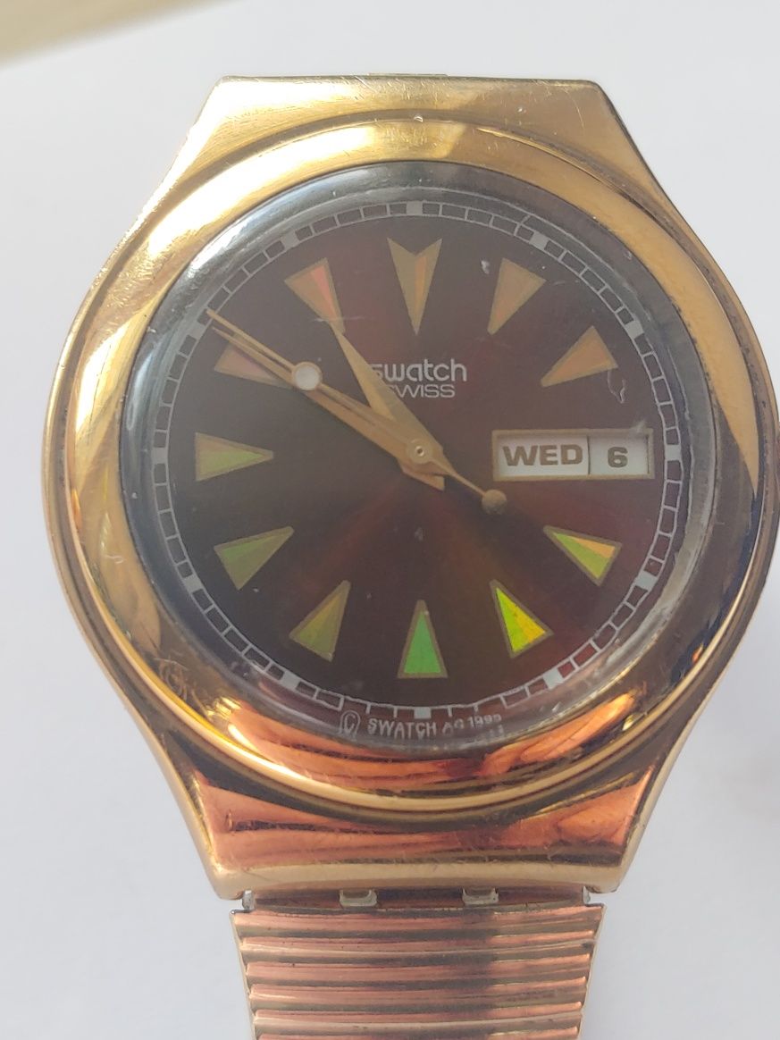 Zegarek pozłacany Swatch oryginalna bransoleta