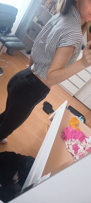 Hollister crop top koszykowy w paski 34 XS