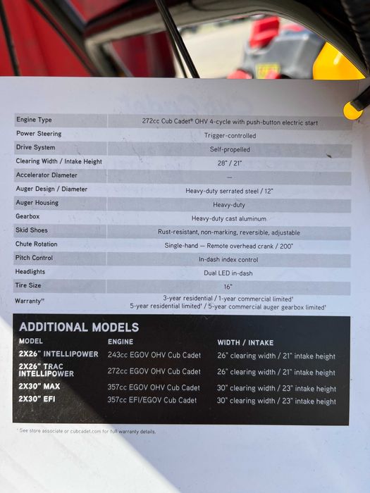 Dwustopniowa odśnieżarka spalinowa Cub Cadet NOWA z USA
