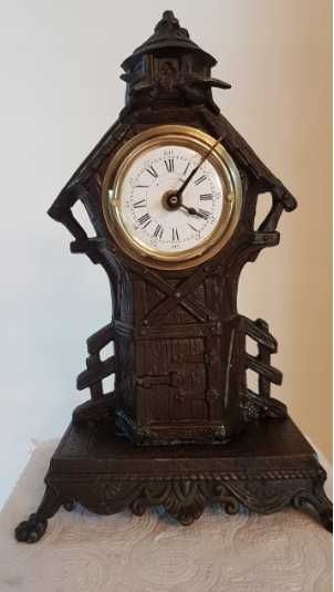 Francuski budzik figuralny E.D Clock. CO. 1900r mechanizm wahadłowy!!!