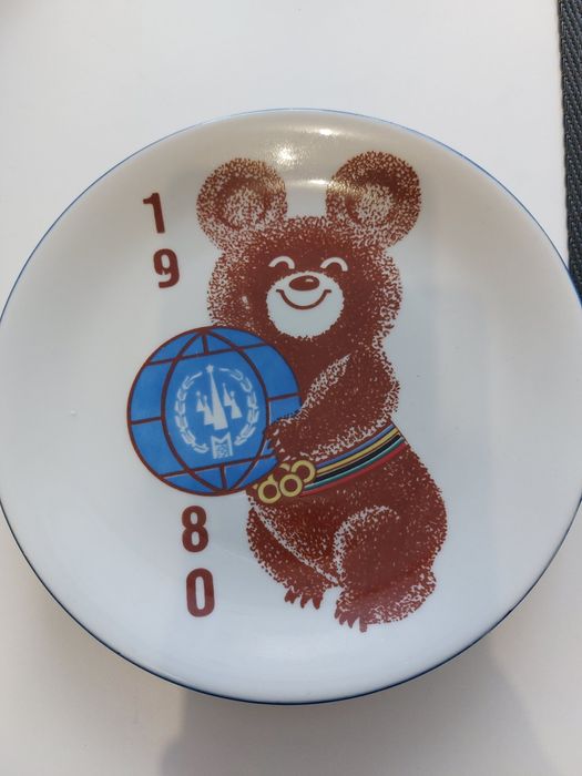 Talerz Kolekcjonerski z Miszą 1980 rok 17 cm Moskwa olimpiada