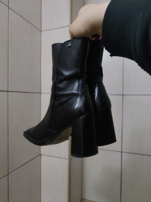 Damskie 37 obuwie buty kozaki Joe Sanchez kwadratowe skórzane botki sz