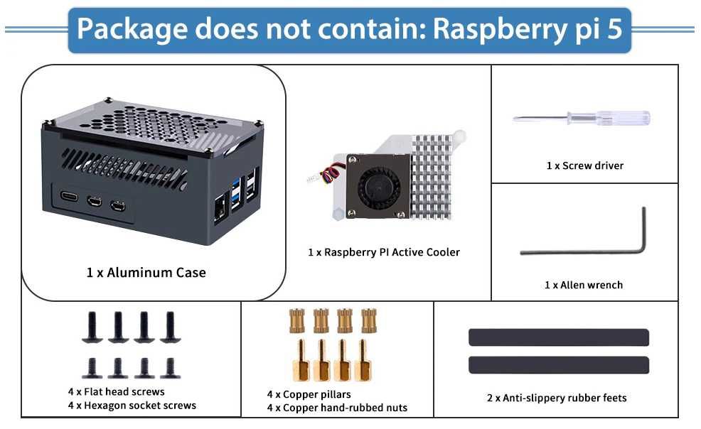 Obudowa do Raspberry Pi 5 czarna pasywne chłodzenie