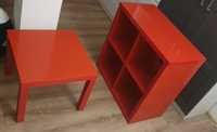 IKEA Regał Kallax 2x2 czerwony połysk + stolik Lack czerwony