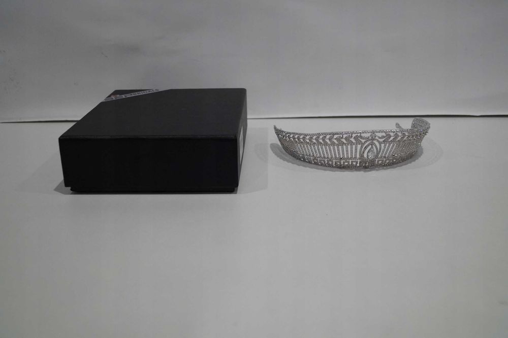 1825 TIARA srebrna kryształowa diadem korona z cyrkoniami na ślub