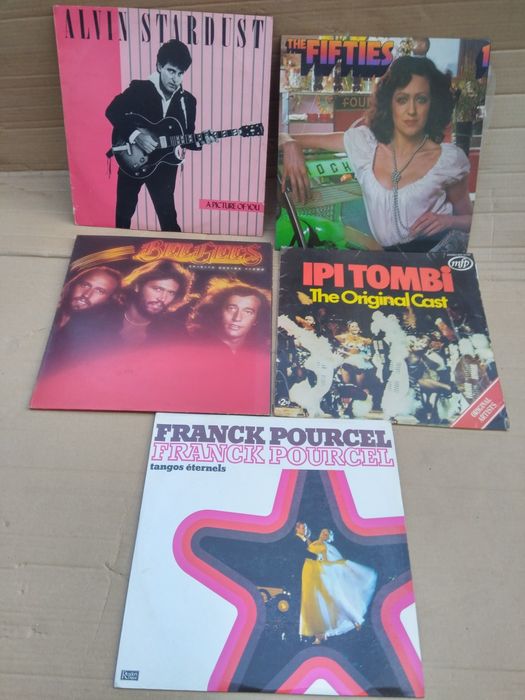 5 vinil antigos em excelente estado bee gees